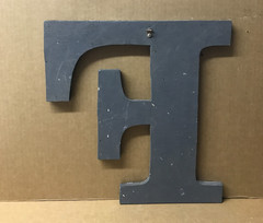 Decorative Salvaged Tin Ceiling 16″ Patchwork Shabby Blue Letter F Old 221-26B