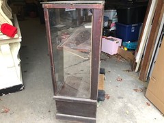 c1920 glass store cabinet Gardner Co. Springfield MA 52” x 42.5” h x 16”