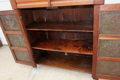 Square Nailed Walnut Pie Safe Jelly Cabinet Cupboard Top Drawers Fan Punch Tins!