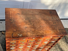 Antique Oak Apothecary Cabinet File General Store Hardware Library 48 Drawers