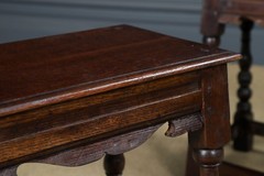 Antique English Pair of 17th Century Style Oak Joint Stools / (Circa 1880)