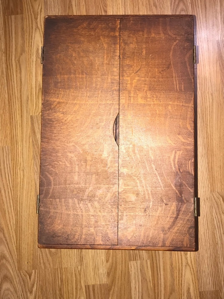 Antique Yawman & Erbe Wood File Box 20″ x 13″ x 11″