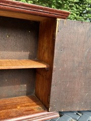 PRIMITIVE ANTIQUE WOODEN CABINET CUPBOARD 2 SHELF NORTHERN CARVED PANEL DOOR