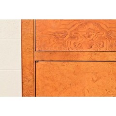 Baker Furniture French Empire Neoclassical Burl Wood Bar Cabinet, Circa 1980s