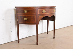 Baker Furniture Federal Inlaid Mahogany and Satinwood Demilune Cabinet