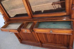 HUGE Primitive Pine Tobacco Liquor 2 PC Massive Cabinet 102″ H Backbar Companion