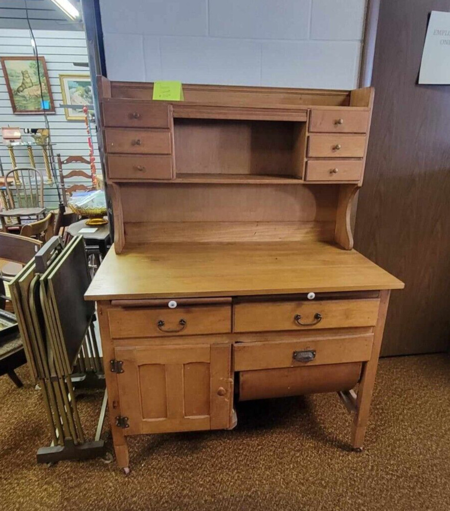 Antique Possum Belly Farmhouse Bakers Kitchen Hoosier Cabinet 2 Piece
