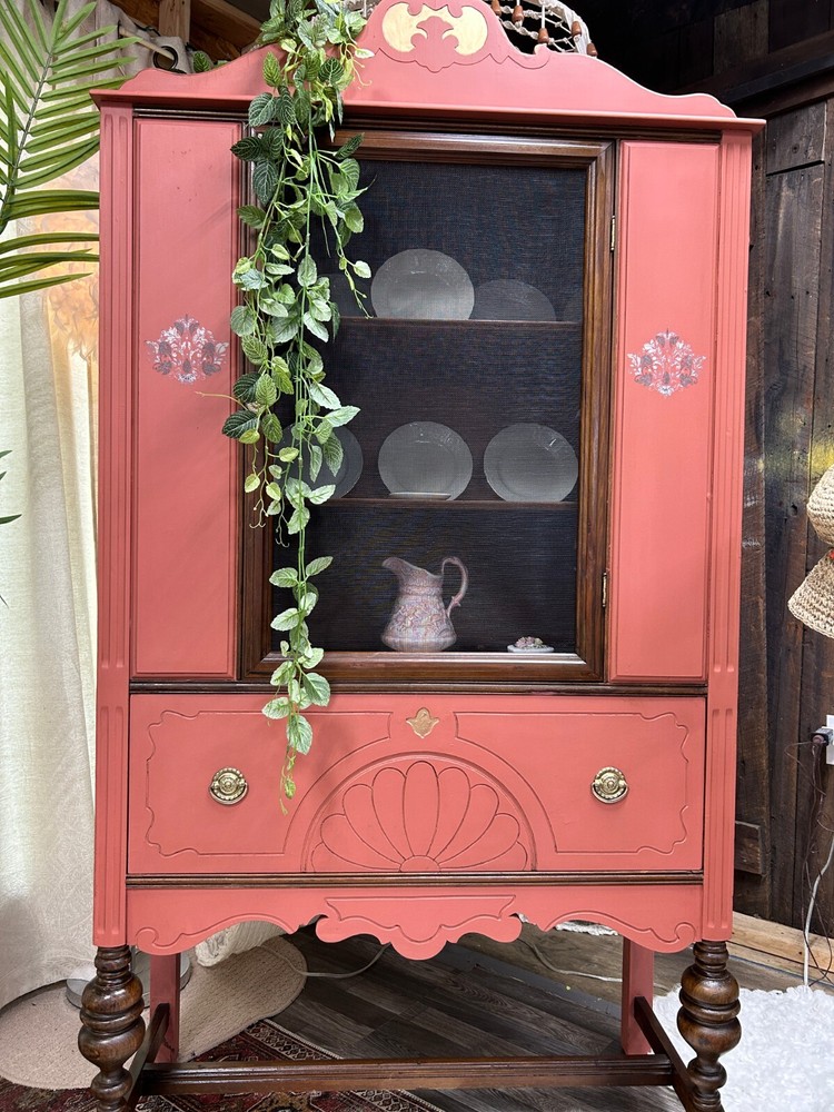 China Hutch, Eastlake Style, Painted, Refinished, Vintage