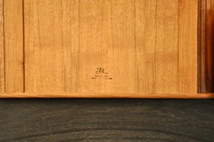 MCM Teak Tambour Door Wall Mount / Countertop Cabinets 18″ W x 12″ T x 8″ D