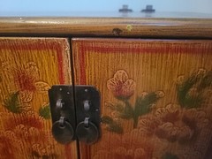 Antique Chinese Cabinet Armoire Lacquer Taborate Shandong Province Kuang Hsu