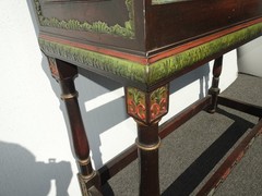 53″ H Antique Spanish Carved Vargueno Bargueno Drop Front Secretary Desk Cabinet