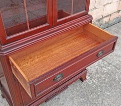 Antique Vintage Mahogany Wood China Cabinet Federal Chippendale Bookcase Hutch