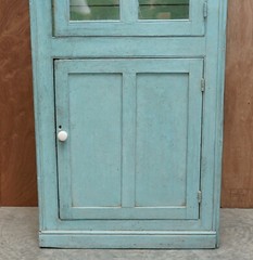 HAND PAINTED ANTIQUE VICTORIAN CIRCA 1860 PINE HOUSEKEEPERS CUPBOARD LINEN POTS