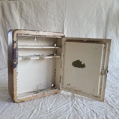 Antique 1920’s Metal Shaving Cabinet With Mirror