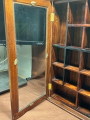 Vintage Trinket Shadow Box Display Curio Cabinet Glass Doors Wooden 17″