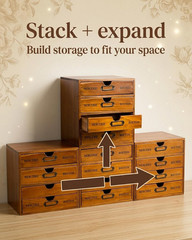 Modular Stackable Apothecary Cabinet 4 Drawer Desk Organizer – Retro Library Car