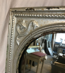 Vintage Decorative Salvaged Tin Ceiling 23″ SQ. Silver Metal Mirror Old 789-25B