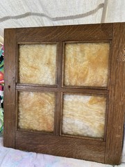 Antique Wood cabinet door Craftsman slag glass Primitive Hoosier architectural