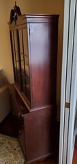 Vintage Sheraton Style American Mahogany China Cabinet with Key and Lock