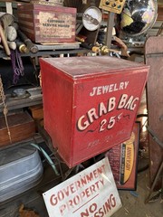 Vintage Folk Art Jewelry Grab Bag Box Hand Painted Store Display Counter Box