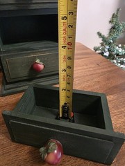 Vtg Small Rustic Green Wood 3 Drawer Trinket Spice Cabinet Apple Knobs Country