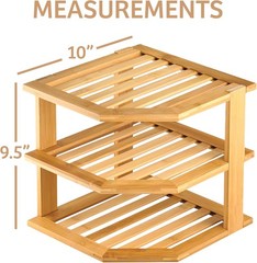 RoyalHouse Bamboo 3-Tier Corner Shelf Organizer for Countertop &