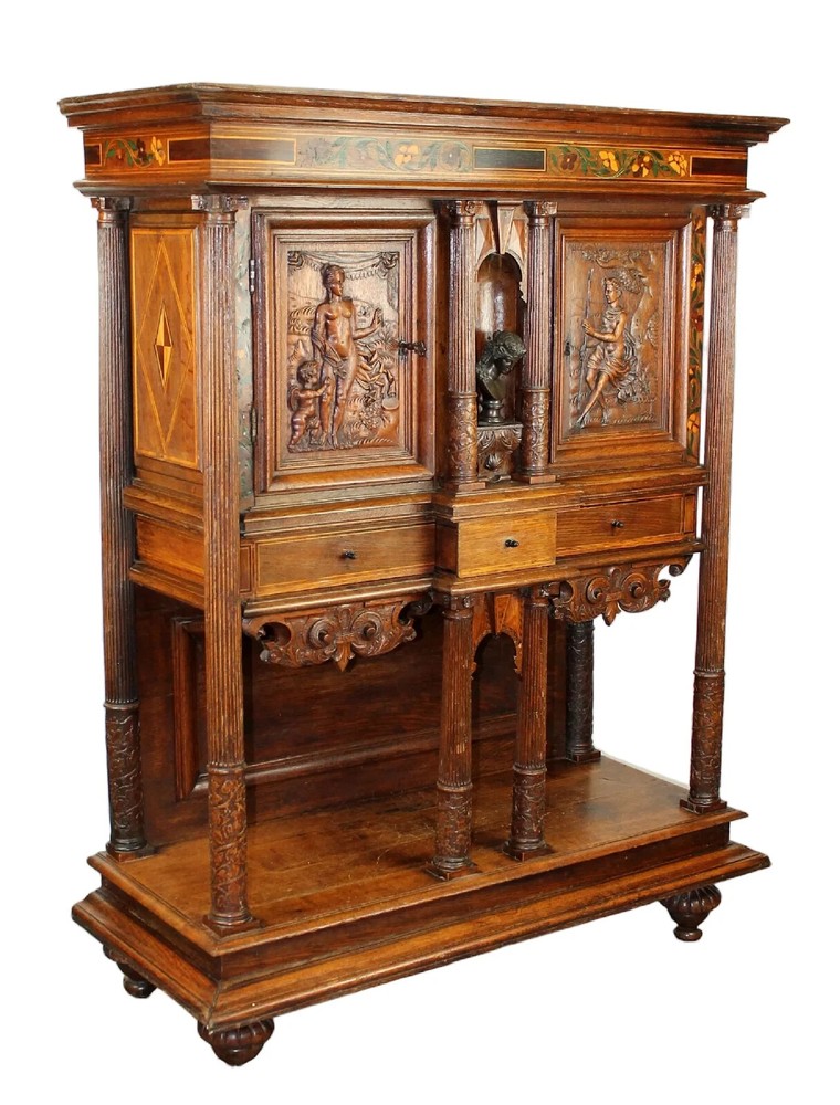Antique Cabinet, French Renaissance Revival, Wine Cabinet, 19th C 1800s