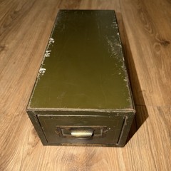 Vintage Fire-Proof Furniture & Construction Green Drawer Card Filing Cabinet Box