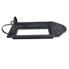 Decorative Flora Da Lis Salvaged 17”x8” Wall Panel With 4″ x 10″ Mirror