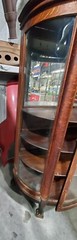 Antique Oak Victorian Bow Glass China Cabinet Curio