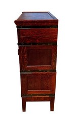 ANTIQUE ARTS & CRAFTS TIGER OAK STACKING FILE CABINET – INDEX & DOCUMENT DRAWERS
