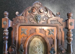 Antique Walnut Black Forest Carved Wall Cabinet