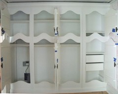 Reclaimed White Wood French Built in Cabinets
