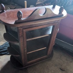 Vintage Glass Front/side Wooden Table Curio Wall Hanging Cabinet Display
