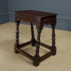 Antique English Pair of 17th Century Style Oak Joint Stools / (Circa 1880)