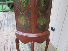 QUEEN ANNE STYLE CORNER CABINET, HAND PAINTED ,Vintage
