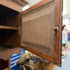 Antique Carved Wood Hutch – Rustic Farmhouse Storage Cabinet With Shelves Doors