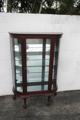Early 1900s Large Ball and Claw Feet Display Curio Cabinet Cupboard 6095