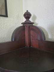 Unique Victorian Style Antique Corner Cabinet Glass and Mirror with Shelves
