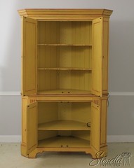 L56916: Primitive Style Paint Decorated Corner Cabinet Cupboard