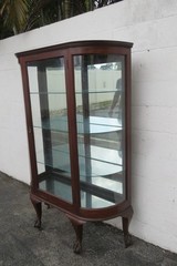Early 1900s Large Ball and Claw Feet Display Curio Cabinet Cupboard 6095