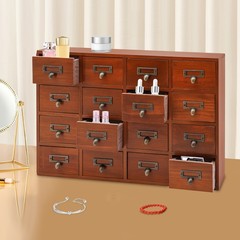 Vintage 16 Drawers Tabletop Library Card Catalog Cabinet Apothecary Storage Box