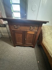 Antique Rustic Mission Oak Wood Dry Sink Wash Stand Cabinet Nightstand