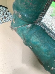 Vintage Industrial Shop Metal Roof 36″ SQ. Green/Red Mirror Old 1058-23B