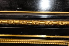 19th c. Ebonized Chinoiserie and Bronze Ormolu Mounted Marble Top Cabinet