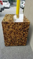 STUNNING CARLO PESSINA SUSTAINABLE CRACKLED YELLOW SEA PENSHELL CABINET