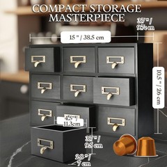 Apothecary Cabinet 9 Drawers Wooden Desktop Organizer for Home Office Jewelry