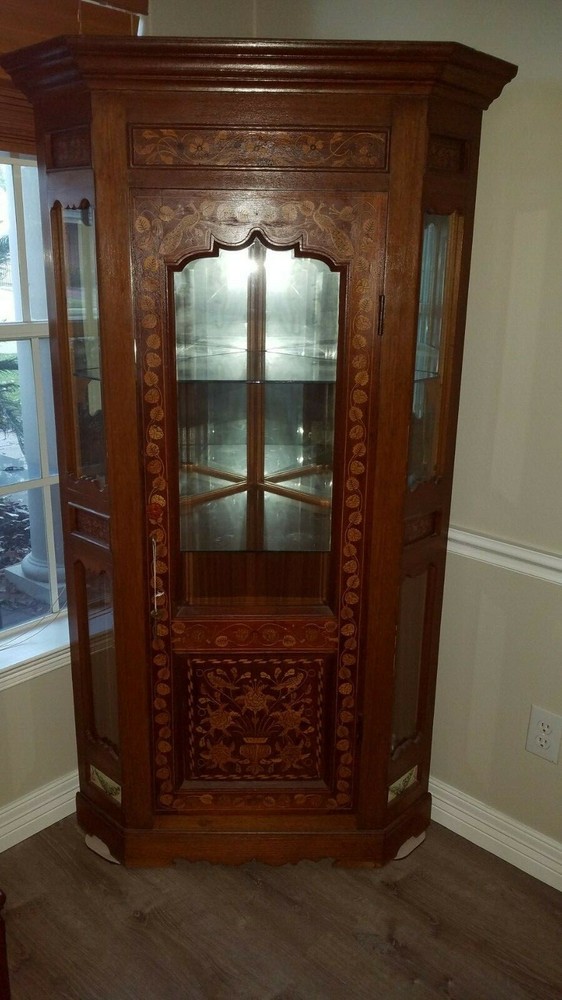 19th Century Marquetry Corner Cabinets with Museum Quality Inlay