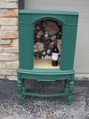 Vintage KOLSTER RADIO Brandes repurposed forest green wine cabinet