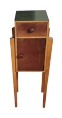 Vtg Ethan Allen Storkie Cabinet Storage Bar Wine Multicolor Wood Art Deco 42″ H